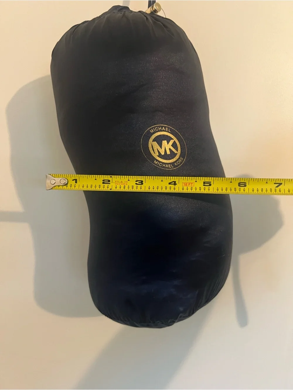 Michael Kors Navy Long Quilted Packable Puffer Coat with Gold-Tone Hardware